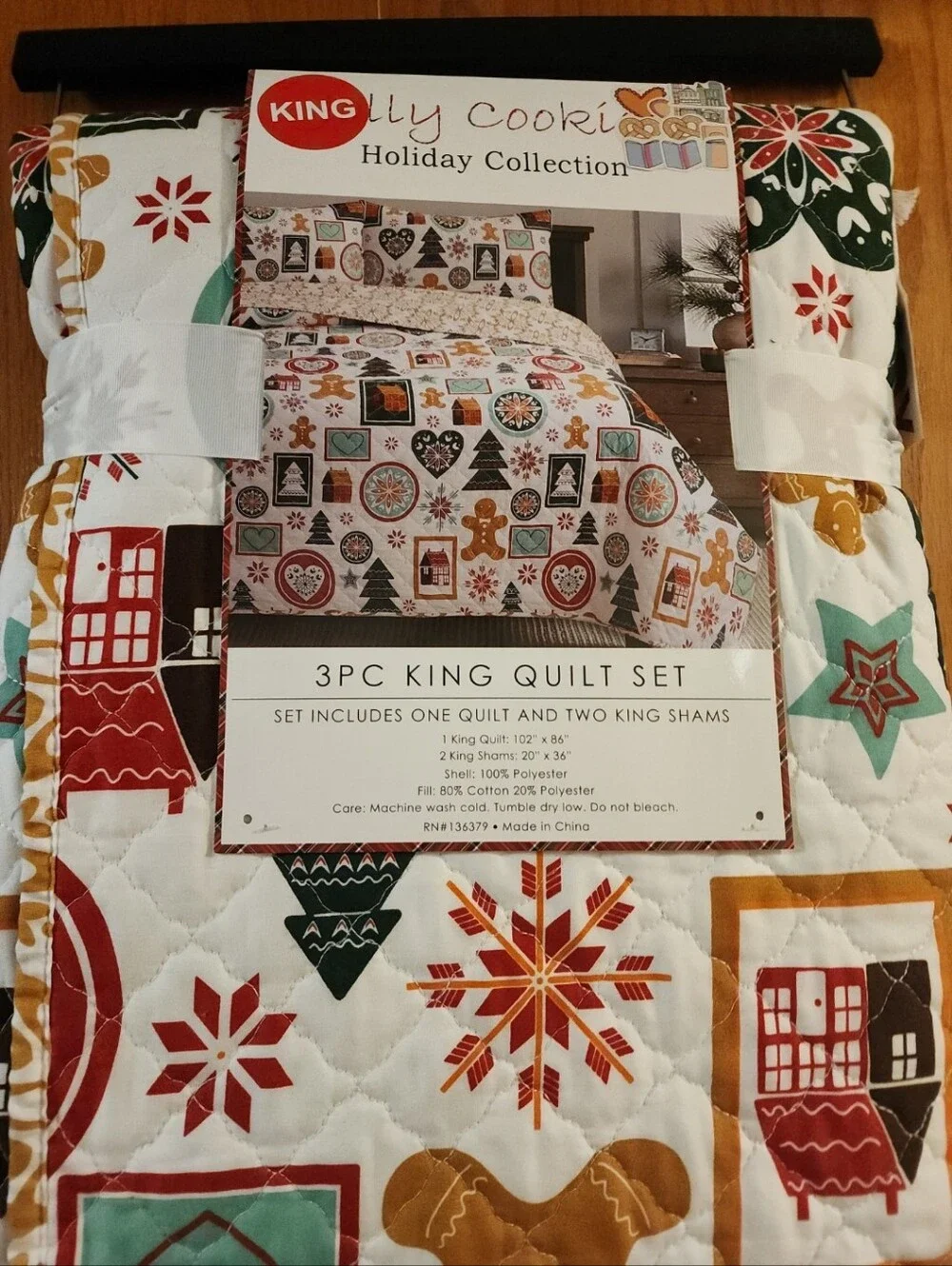 ✨️NWT STUNNING CHRISTMAS 3PC SET / KING QUILT/ 2 SHAMS / 🎄🎁❤️